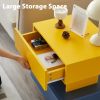 Modern Nightstand End Side Table with Large Storage Space Bedside Table for Bedroom Living Room and Playroom Yellow & Blue