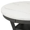 5-piece Dining Round Table Set with One Faux Marble Top Dining Table and Four PU-leather Chairs,Grey