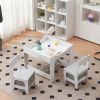 Children's Wooden Table And Chair Set With Two Storage Bags (One Table And Two Chairs) Grey And White