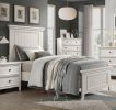 Farmhouse Style Twin Size Panel Bed 1pc Classic White Finish Modern Bedroom Wooden Furniture