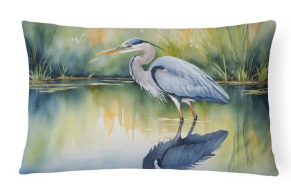 Birds, Birds, Birds Throw Pillow Throw Pillow for Indoor Couch Bed Outdoor Patio Washable, Blue Heron Stalking Prey 7505,12Hx16W