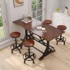 5-Piece Dining Table Set, 59" Wooden Sofa Side Table with Stabilizing Base, Rustic Brown Industrial Adjustable Height Chairs