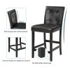 5-Piece Kitchen Table Set Faux Marble Top Counter Height Dining Table Set with 4 PU Leather-Upholstered Chairs (Black)