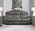 Classic Brownish Gray 1pc Double Reclining Sofa Plush Comfort Pillow-Top Arms Vertical Tufting Solid Wood Transitional Living Room Furniture