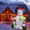 5.9FT Christmas Inflatable Outdoor Decoration Polar Bear Gift Box Penguin Blow Up Yard Decoration with LED Light Built-in Air Blower for Winter Holida