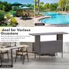 Outdoor Wicker Bar Table with 2 Metal Mesh Shelves