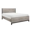 Attractive Light Gray Finish 1pc Queen Size Bed Premium Melamine Board Wooden Stylish Bedroom Furniture