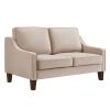 Modern Loveseat sofa for Living Room, Upholstered Velvet Small Couch with Wooden Legs for Livingroom Bedroom, Taupe