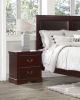 1pc Classic Traditional 2 Drawers Nightstand Cherry Finish Bedroom Furniture Wooden Bedside Table Cabinet