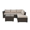 Patio Furniture, Outdoor Furniture, Seasonal PE Wicker Furniture, 4 Set Wicker Furniture With Tempered Glass Coffee Table