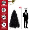 9ft Pre-Lit Black Christmas Tree, Full Halloween Xmas Artificial Tree 3176 Branch Tips, 750 Lights, Metal Hinges, Foldable Base