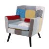 Patchwork Accent Chair, Mid Century Modern Fabric Club Chair for Bedroom Comfy, Colourful Single Sofa Chair for Livingroom, Bedroom, Office