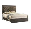 Contemporary 1pc Queen Size Bed Bedroom Furniture Upholstered Headboard Rubberwood 1pc Bedframe Gray Finish