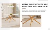 Table and chair set, large modern minimalist rectangular dining table, 0.39 inch imitation marble countertop, wood metal table legs