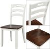 6 Piece Dining Table Set with Bench, Table Set with Waterproof Coat, Wooden Dining Table and Chairs, Ivory and Cherry