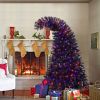 6FT Artificial Fir Bent Top Halloween Christmas Tree, Xmas Tree Bendable Grinch Style Christmas Tree Holiday Decoration w/1,080 Lush Branch Tips