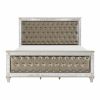 Glamorous Style Champagne Finish Queen Bed 1pc Upholstered Headboard Footboard Arcylic Crystals Trim Tufting Modern Bedroom Furniture