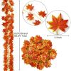 12 Pack Autumn Fall Leaf Garland Hanging Maple Leaf Vines for Thanksgiving Decor