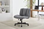 Armless Desk Chairs with Wheels Office Chair Vanity Chair with Technical Cloth Adjustable Swivel Computer Task Chairs for Home Base, Bedroom,Pink Gray