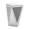 Inverted triangular mirror square table, crystal diamond inlaid coffee table, silver glass side table suitable for corridors, living rooms, corners