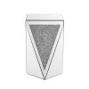 Inverted triangular mirror square table, crystal diamond inlaid coffee table, silver glass side table suitable for corridors, living rooms, corners