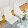 Modern simple light luxury dining chair White chair Home bedroom stool back PU electroplated chair legs (set of 2)