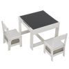 Children's Wooden Table And Chair Set With Two Storage Bags (One Table And Two Chairs) Grey And White