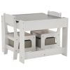 Children's Wooden Table And Chair Set With Two Storage Bags (One Table And Two Chairs) Grey And White