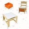 Kids Table Chairs Set With Storage Boxes Blackboard Whiteboard Drawing