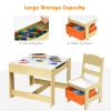 Kids Table Chairs Set With Storage Boxes Blackboard Whiteboard Drawing