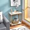 23 Inch Height 2-tier End Table with Bamboo Frame and Bottom Shelf