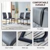 Modern dining chair with faux leather cushioned seats - dining chair with metal legs, suitable for kitchen, living room, bedroom