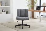 Armless Desk Chairs with Wheels Office Chair Vanity Chair with Technical Cloth Adjustable Swivel Computer Task Chairs for Home Base, Bedroom,Pink Gray