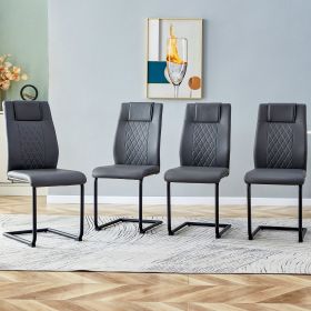 Modern dining chair with faux leather cushioned seats - dining chair with metal legs, suitable for kitchen, living room, bedroom