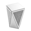 Inverted triangular mirror square table, crystal diamond inlaid coffee table, silver glass side table suitable for corridors, living rooms, corners