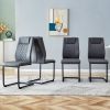 Modern dining chair with faux leather cushioned seats - dining chair with metal legs, suitable for kitchen, living room, bedroom