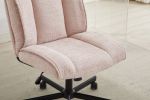 Armless Desk Chairs with Wheels Office Chair Vanity Chair with Technical Cloth Adjustable Swivel Computer Task Chairs for Home Base, Bedroom,Pink