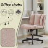 Armless Desk Chairs with Wheels Office Chair Vanity Chair with Technical Cloth Adjustable Swivel Computer Task Chairs for Home Base, Bedroom,Pink