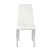 Modern simple light luxury dining chair White chair Home bedroom stool back PU electroplated chair legs (set of 2)