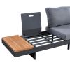 6 Seats Patio Sectional Sofa Set Couch Furniture Aluminum Frame built in table With Cushions and table