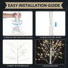 Set of Lighted Birch Tree,4FT 48 LED/5FT 72 LED/6FT 96 LED Artificial Tree with Warm White Lights,Christmas Tree