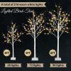 Set of Lighted Birch Tree,4FT 48 LED/5FT 72 LED/6FT 96 LED Artificial Tree with Warm White Lights,Christmas Tree