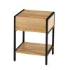 Set of 2, 15.74" Rattan End table with drawer, Modern nightstand, metal legs,side table for living room, bedroom,natural