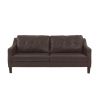 Contemporary Living Room Furniture 2-Pcs Sofa Set Dark Brown Gel Leatherette Couch Sofa And Loveseat Plush Cushion Tufted Plush Sofa Pillows