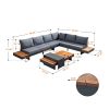 6 Seats Patio Sectional Sofa Set Couch Furniture Aluminum Frame built in table With Cushions and table