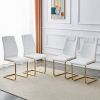 Modern dining chairs, dining room chairs, and golden leg cushioned chairs made of artificial leather, suitable for kitchens, living rooms, bedrooms