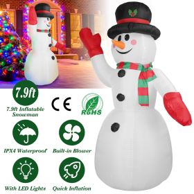 7.9FT Christmas Inflatable Giant Snowman Blow up Light up Snowman (Color: White)