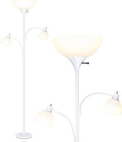 Sky Dome Double LED Floor lamp, Super Bright Floor Lamp with 2 Reading Lamps - Dimmable Tall Standing Lamp (Lampshade Color: White)