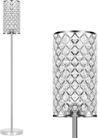 Modern Standing Lamp with Elegant Shade, LED Floor Lamp with On/Off Foot Switch Silver Finish Tall Pole Lamp Accent Lights (Lampshade Color: Silver)