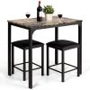 3 Pieces Dining Table Set with Faux Marble Tabletop and 2 Chairs Ideal for Small Space